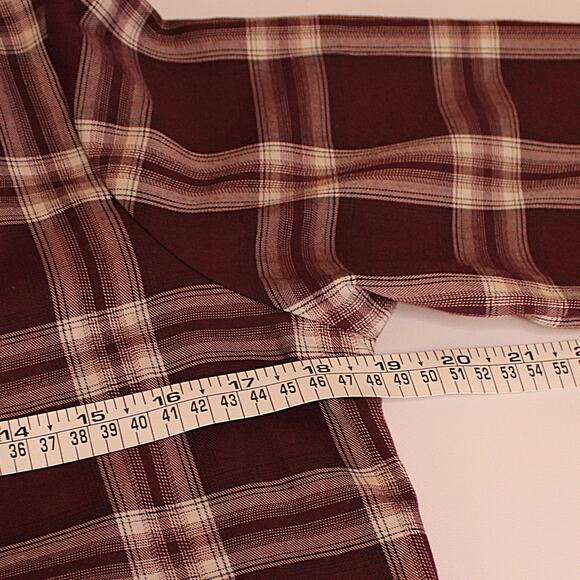 Women's Burgundy & White Plaid Shirt Dress/Tunic Lightweight Button Up SZ M - Picture 8 of 8